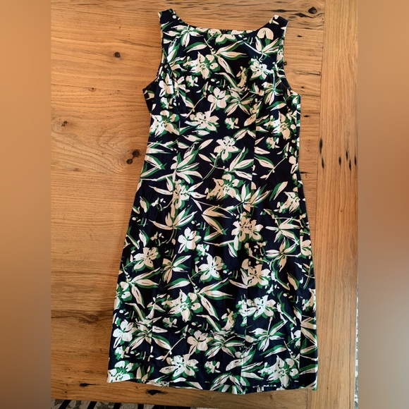 Chaps Sleeveless Floral Poplin‎ Dress Women’s Blue Green Size 6 Preloved - Picture 1 of 8